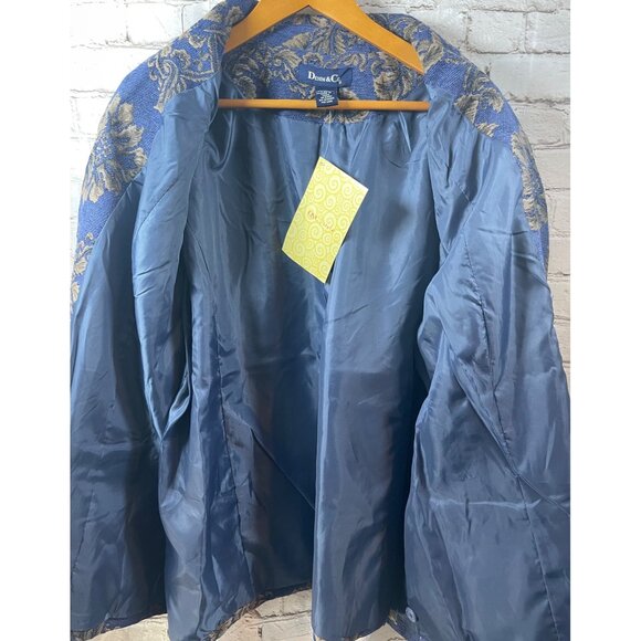 Denim & Co Tapestry Blazer Jacket Plus Sz 1X Longline Purple Gold Floral Classy - Picture 11 of 11